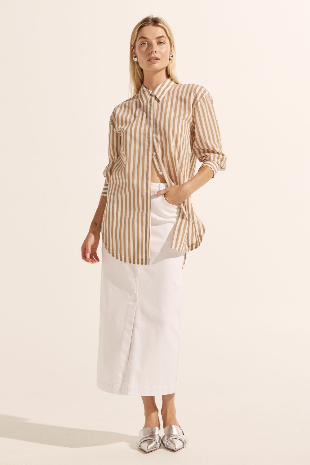 agile top - flax stripe