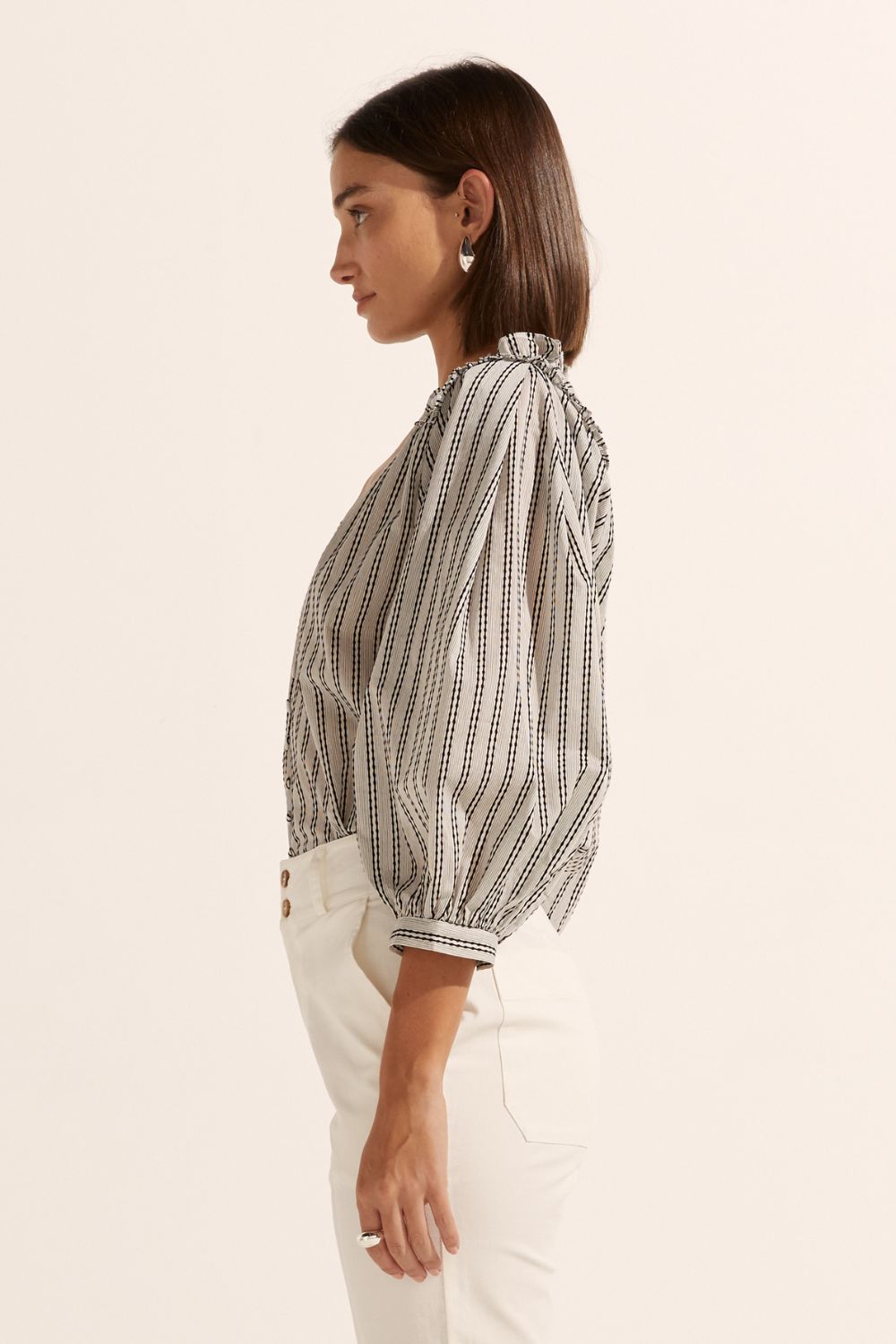 brigade top - black/porcelain stripe