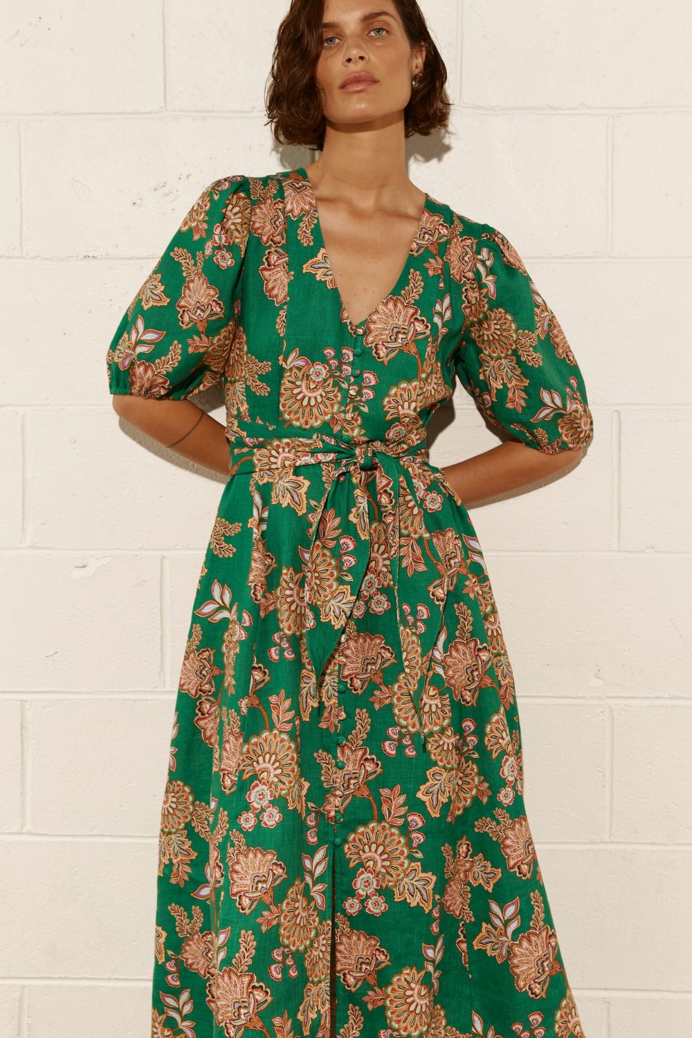 ebb dress - k'gari palm green