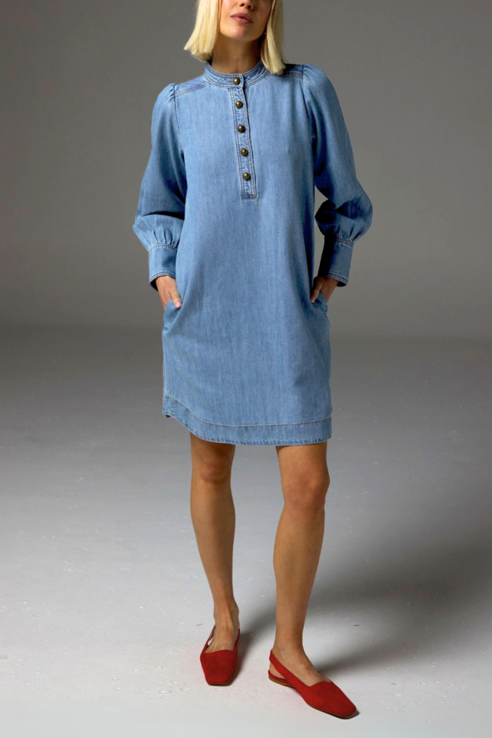 elocution dress - light washed denim