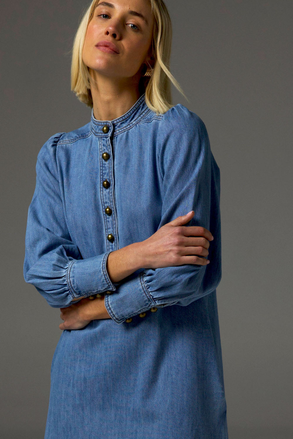 elocution dress - light washed denim