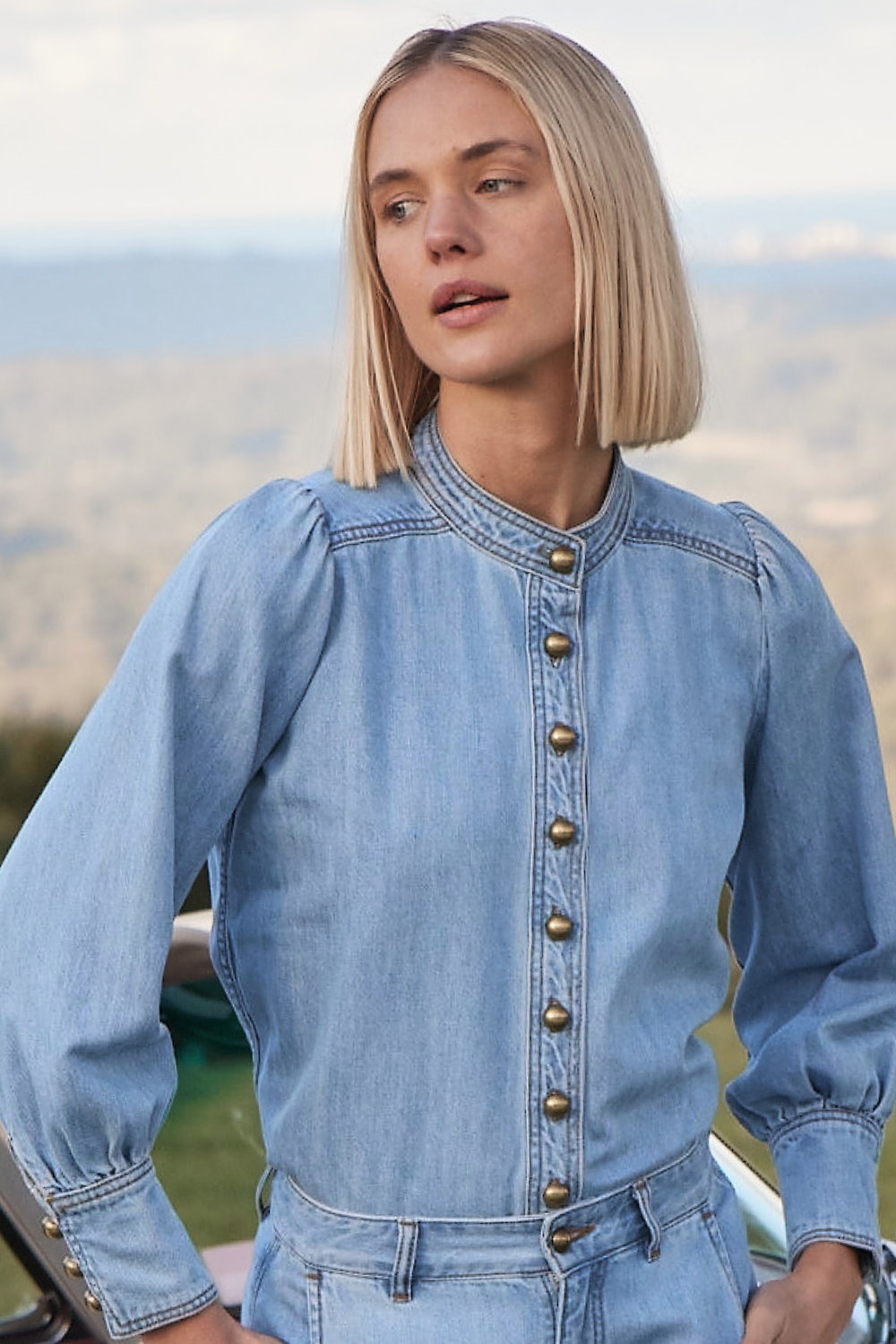 hanker top - light washed denim