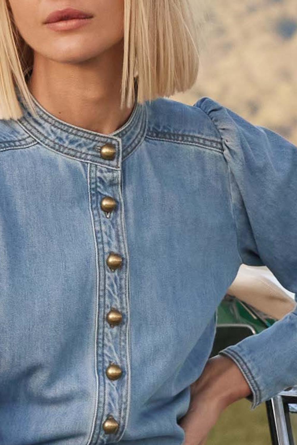 hanker top - light washed denim