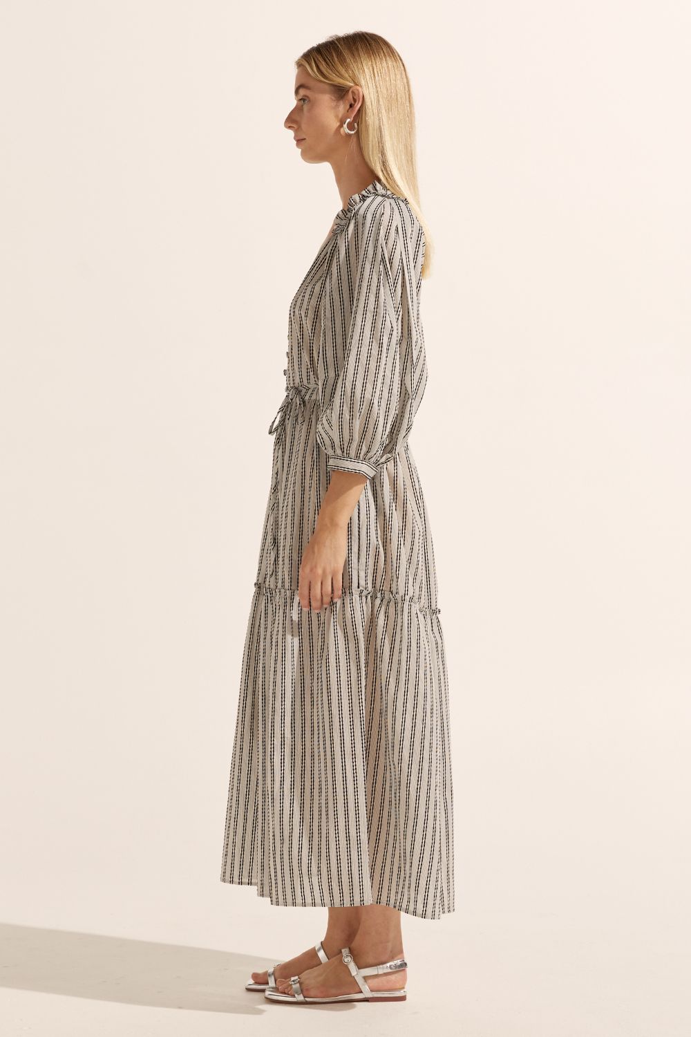 parlour dress - black/porcelain stripe