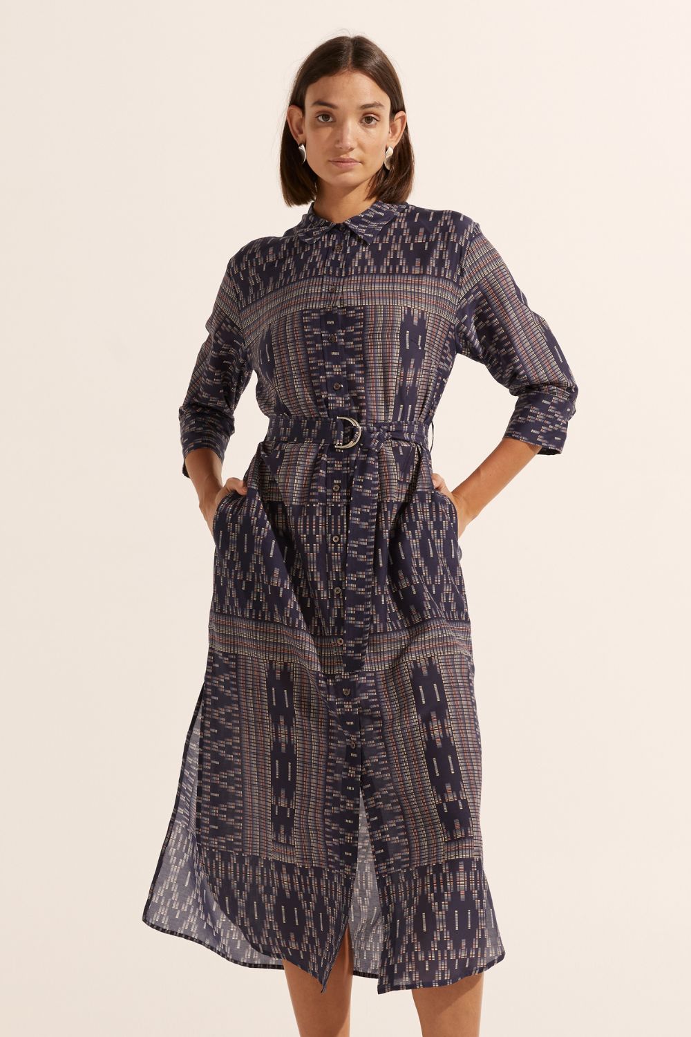 pinpoint dress - midnight aztec