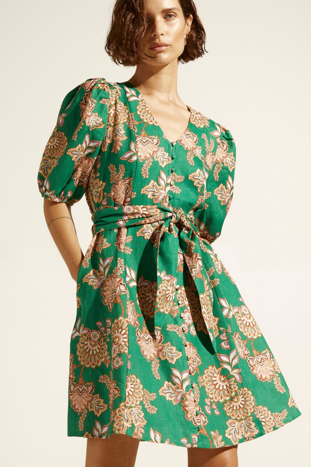 quota dress - k'gari palm green