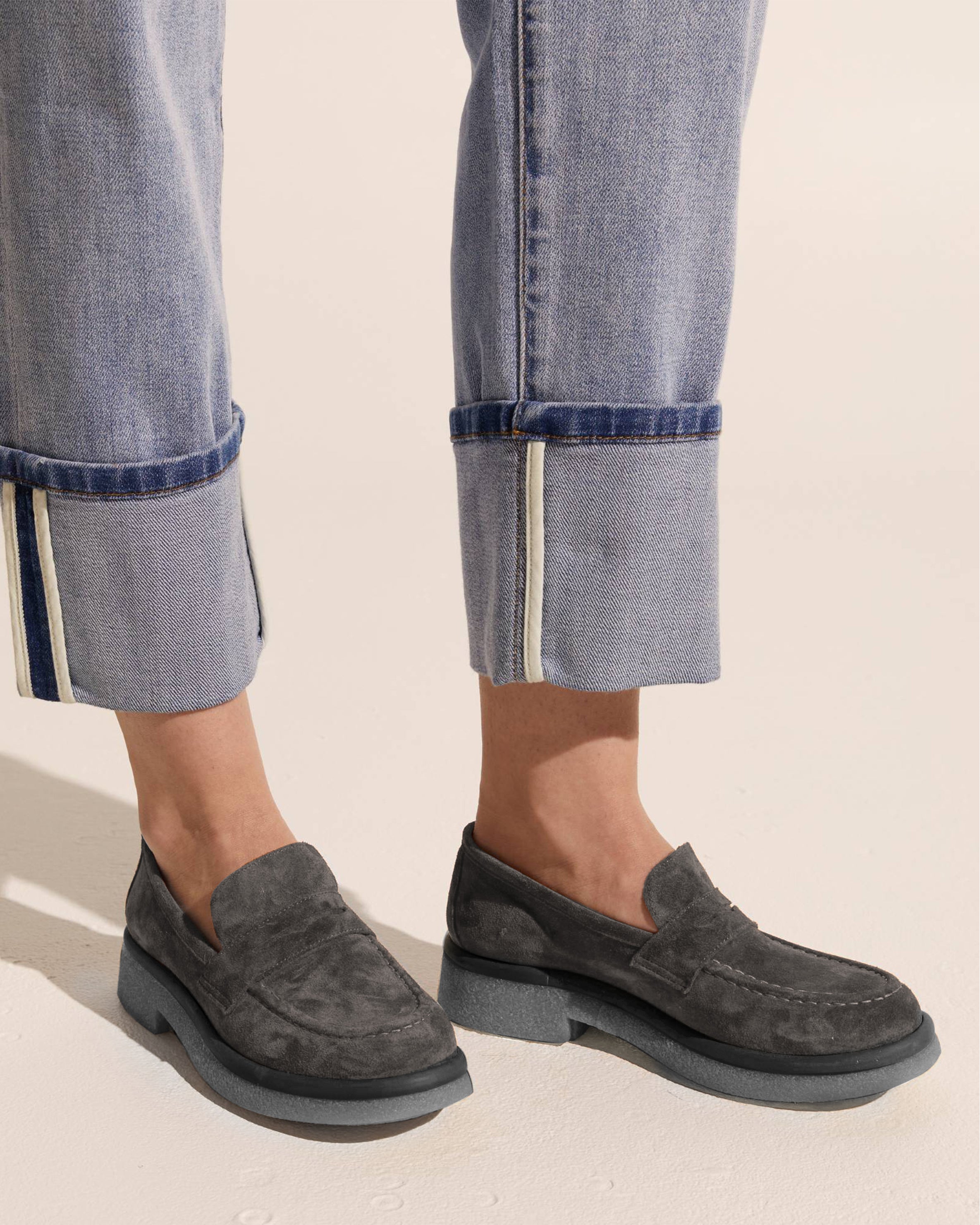 Grey on sale suede loafers